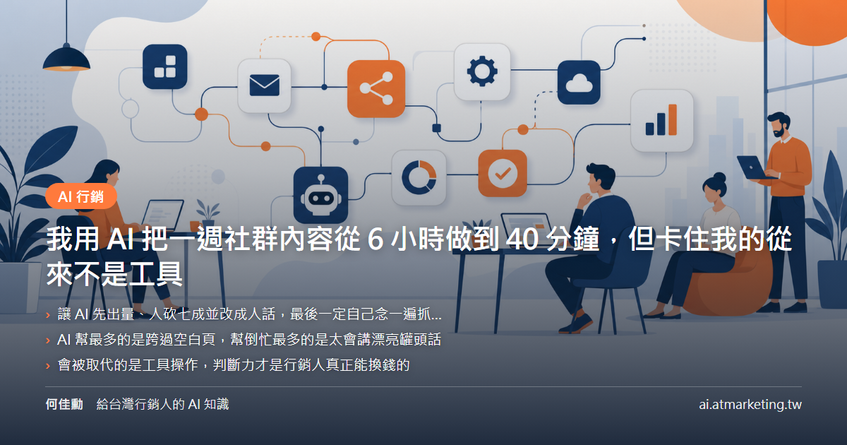 我用 AI 把一週社群內容從 6 小時做到 40 分鐘，但卡住我的從來不是工具