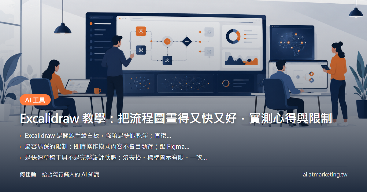 Excalidraw 教學：把流程圖畫得又快又好，實測心得與限制