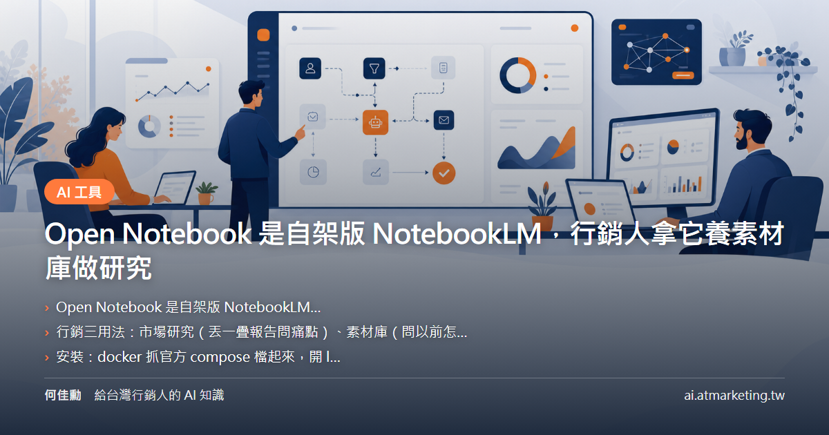Open Notebook 是自架版 NotebookLM，行銷人拿它養素材庫做研究