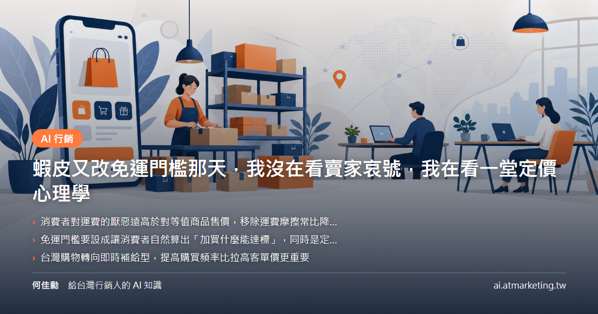 蝦皮又改免運門檻那天，我沒在看賣家哀號，我在看一堂定價心理學